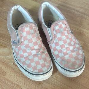 Vans Kids Pink and White Checkered Slip-On Sneakers